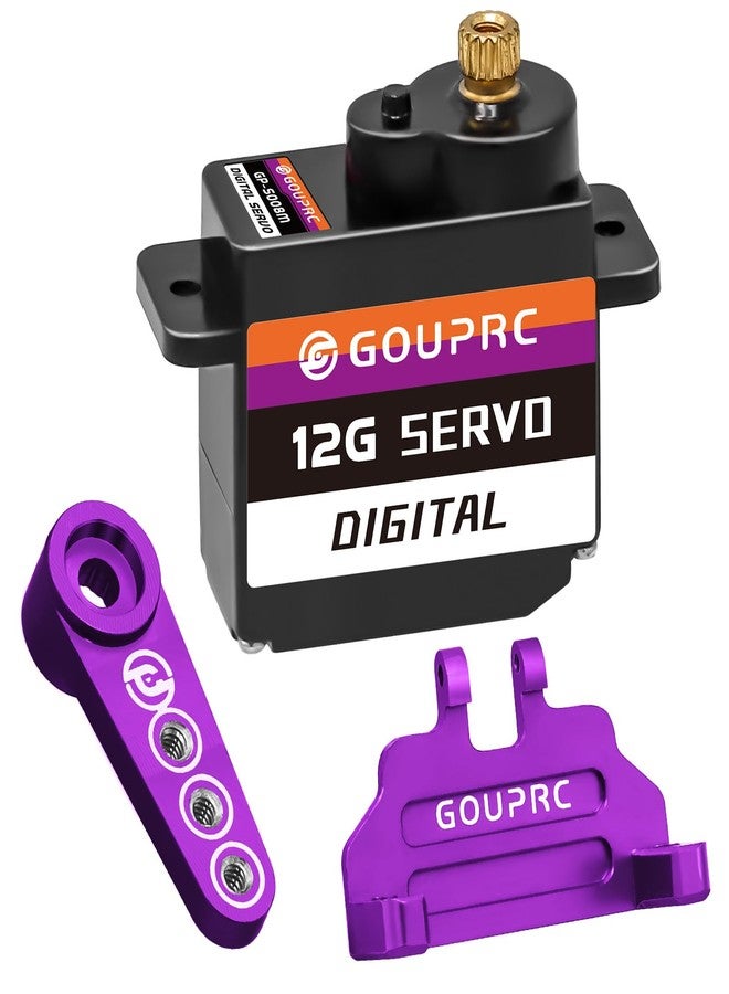سيرفو GOUPRC 12G الرقمي الصغير للتحكم عن بعد، مصنوع من تروس فولاذية معدنية، مع حامل تثبيت وذراع سيرفو 25T، مناسب لسيارات التحكم عن بعد SCX24. قطع غيار مُحسّنة - Image 1